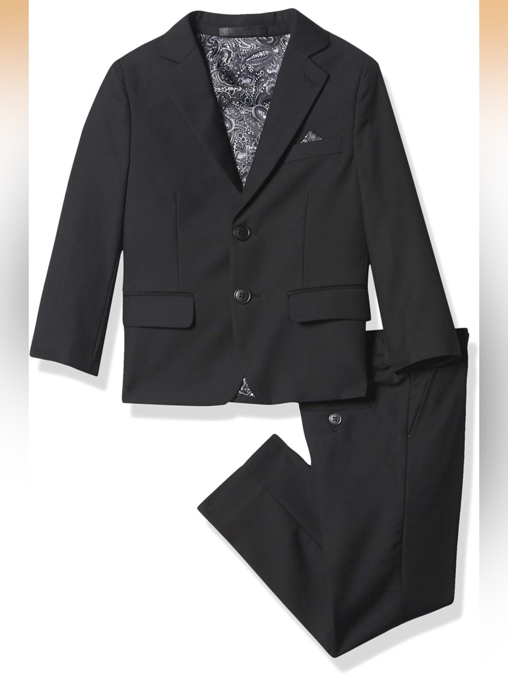 Isaac Mizrahi Black Two-Piece Suit with Paisley Lining